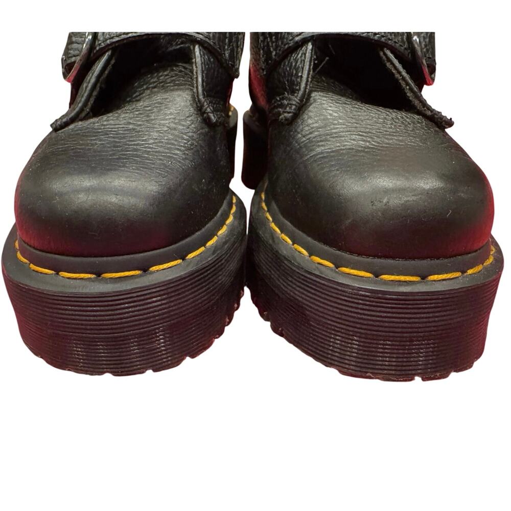 Dr. Martens Devon Heart Buckle Leather Platform Boots Black, Size US 6 - Picture 2 of 11